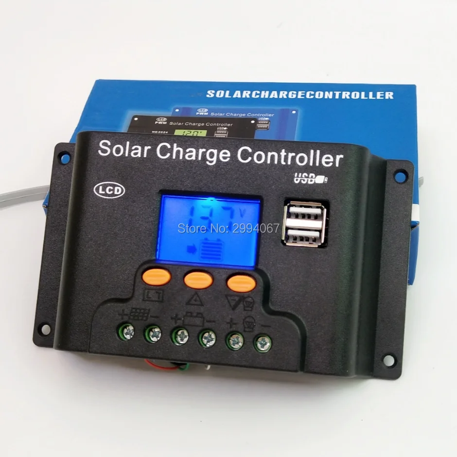 Подсветка функция 30A 20A 10A 12V/24V Авто ЖК дисплей PWM регулятором солнечного заряда