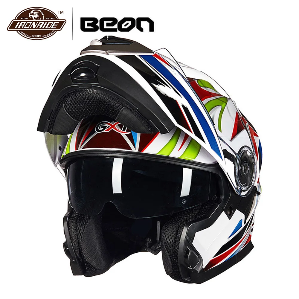 BEON шлем для мотокросса мужской мотоциклетный Полнолицевой анти туман Chopper Racing Filp
