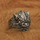 LINSION Cupronickel китайский стиль Лев кольцо Мужские байкерские Панк ювелирные изделия CP210 США Размер 7  15