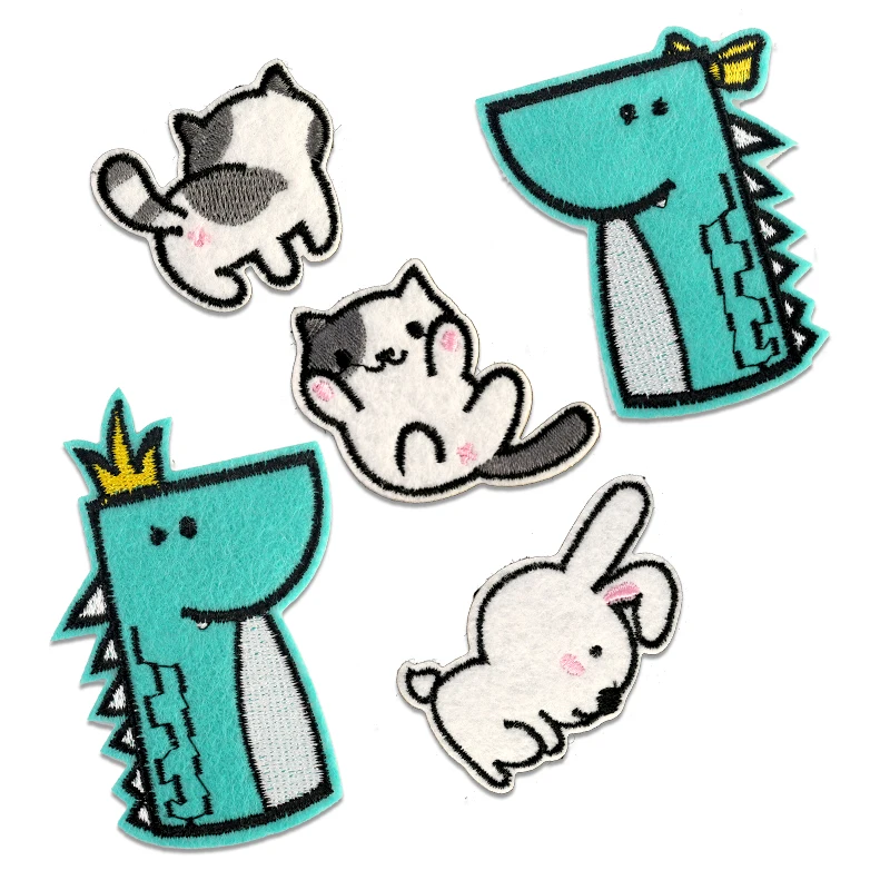 Милая кошка кролик динозавр мультяшный Детский Патч вышивка на одежде наклейка