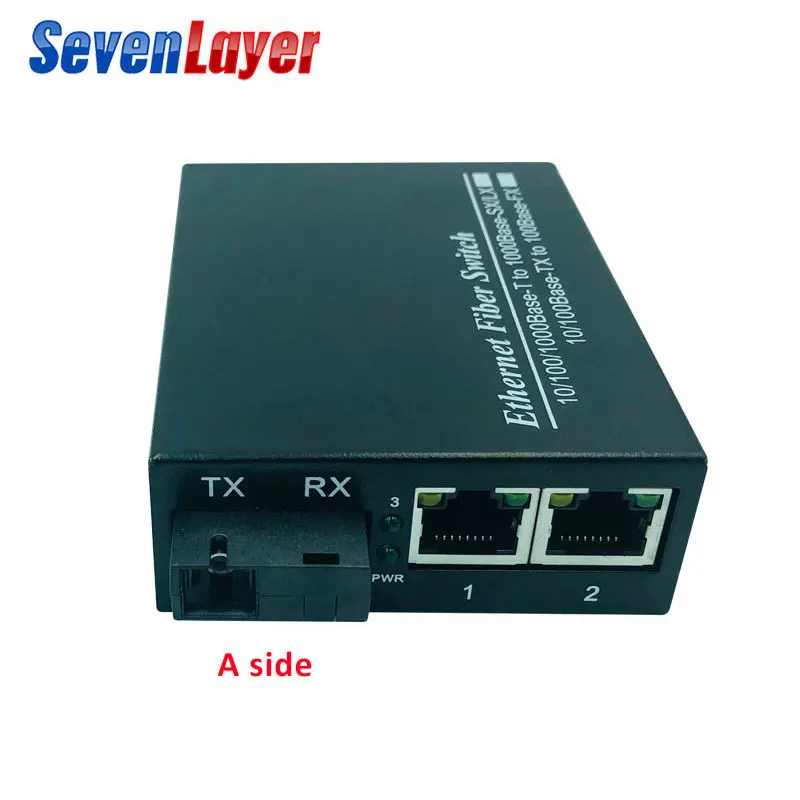 10/100/1000 м Быстрый Ethernet коммутатор медиаконвертер 1 SC 2 RJ45 UTP конвертер 20 км