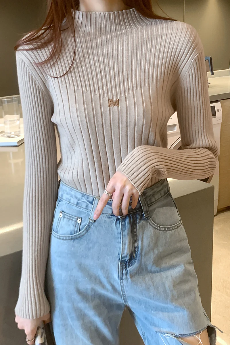 

Autumn winter 2020 Korean harajuku solid color sweater women's slim long sleeve Pullover T-shirt pull femme hiver turtleneck
