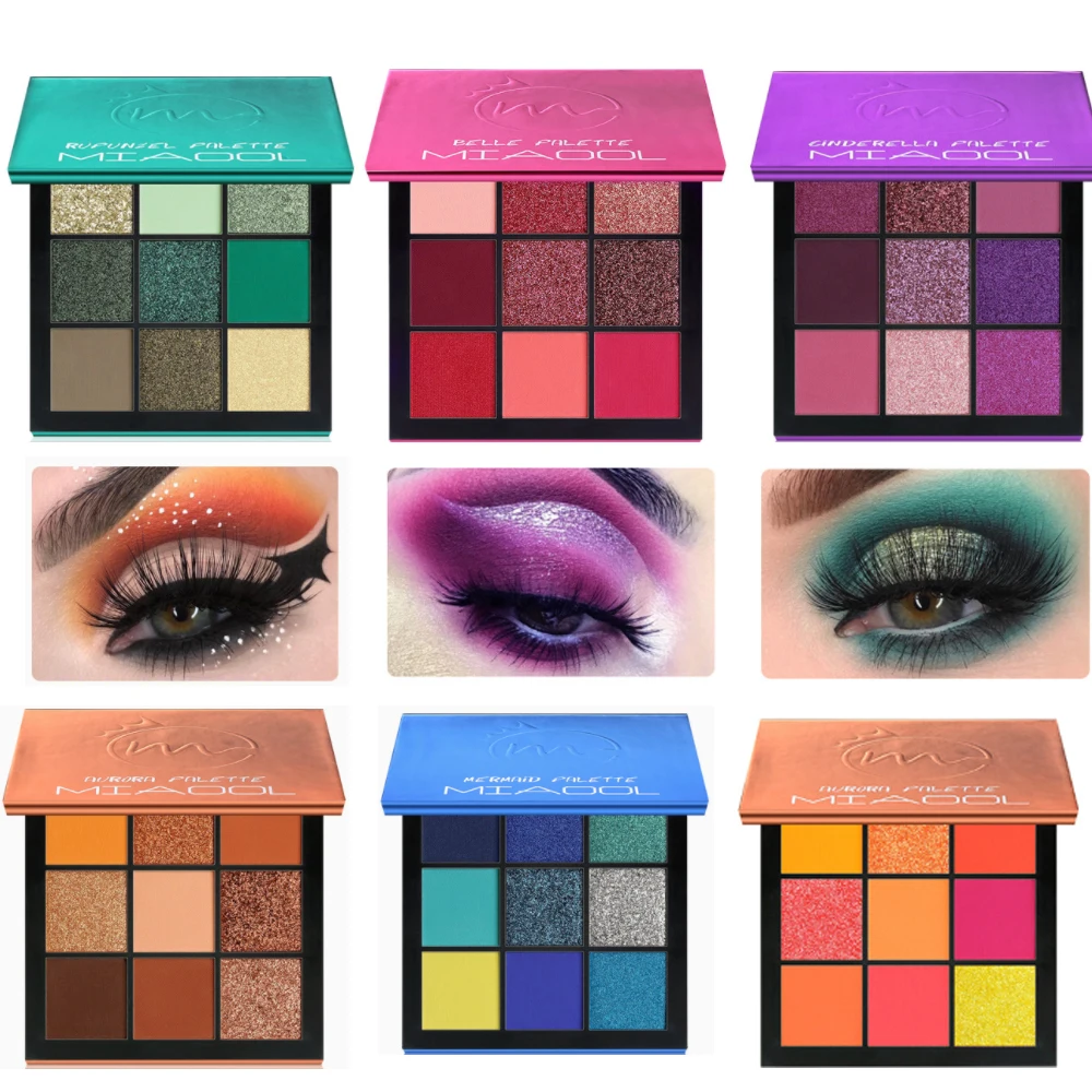 9 цветов в наборе неоновая фиолетовая палитра макияж тени для век пигмент