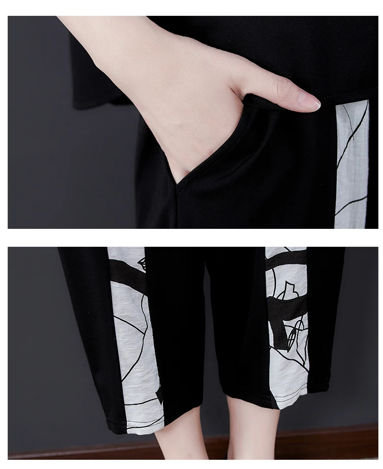 

Middle Aged 2 Piece Set Women Plus Size Suits And Sets Loose Women's Summer Suit Casual Women's Tracksuits Contrast Clothes