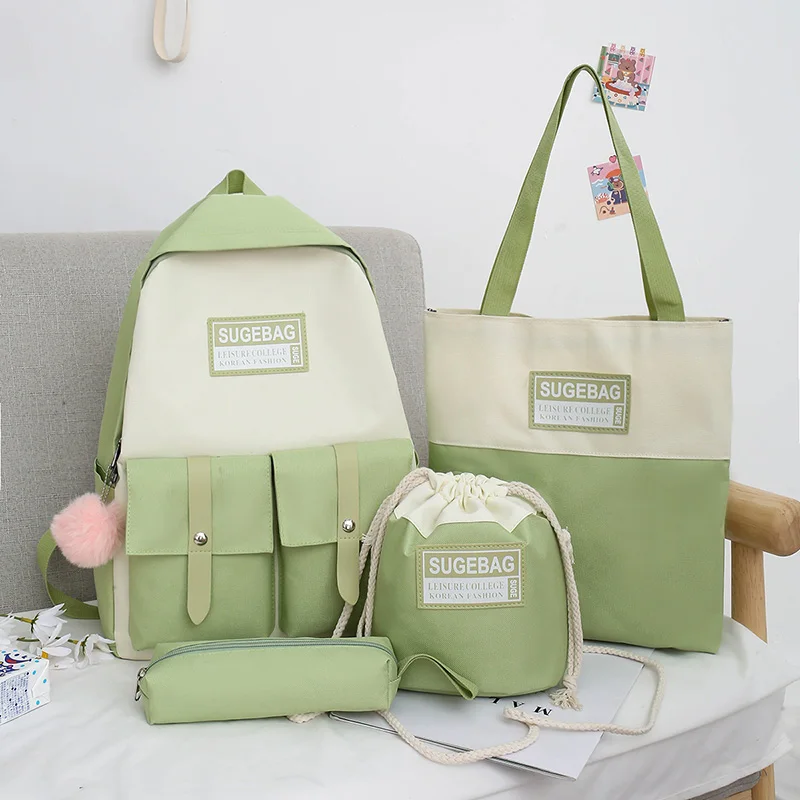 

Fashion Canvas Women Backpacks High capacity Girls Schoolbags Student Backpack Book Bag ladies 2021 Girls Bagpack 4pcs/set Hot