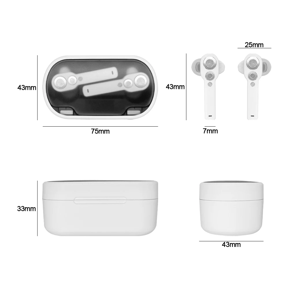

TWS Wireless Bluetooth Earphones Dual Dynamic Earbuds Bass Sports Headphones with Mic Four Speakers HIFI Stereo Earpiece Headset