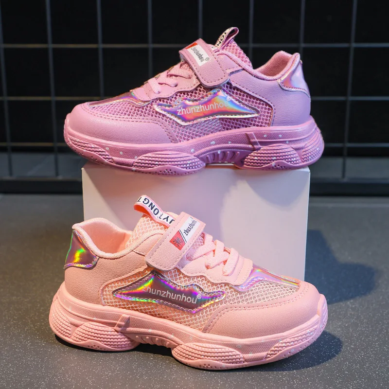 

Детские кроссовки для девочек, спортивная обувь для тенниса, сетчатые и кожаные, для школы и бега, осень