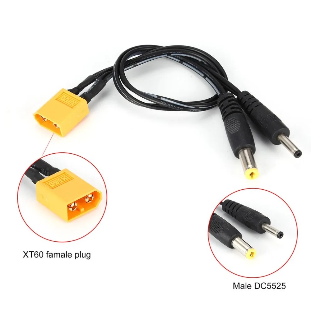 XT60 Bullet Plug To 2 Male DC5525 Connector Wire Adapter Cable Converter Multi Charging for RC Quadcopter | Игрушки и хобби