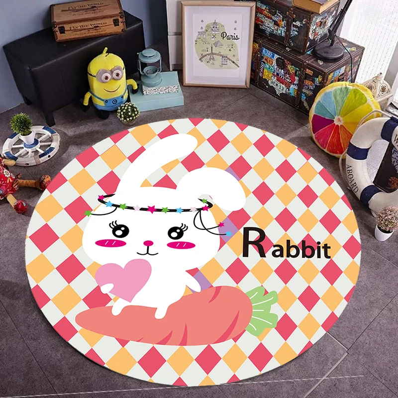 Круглый ковер свежий для детей обучения с принтом домашних животных