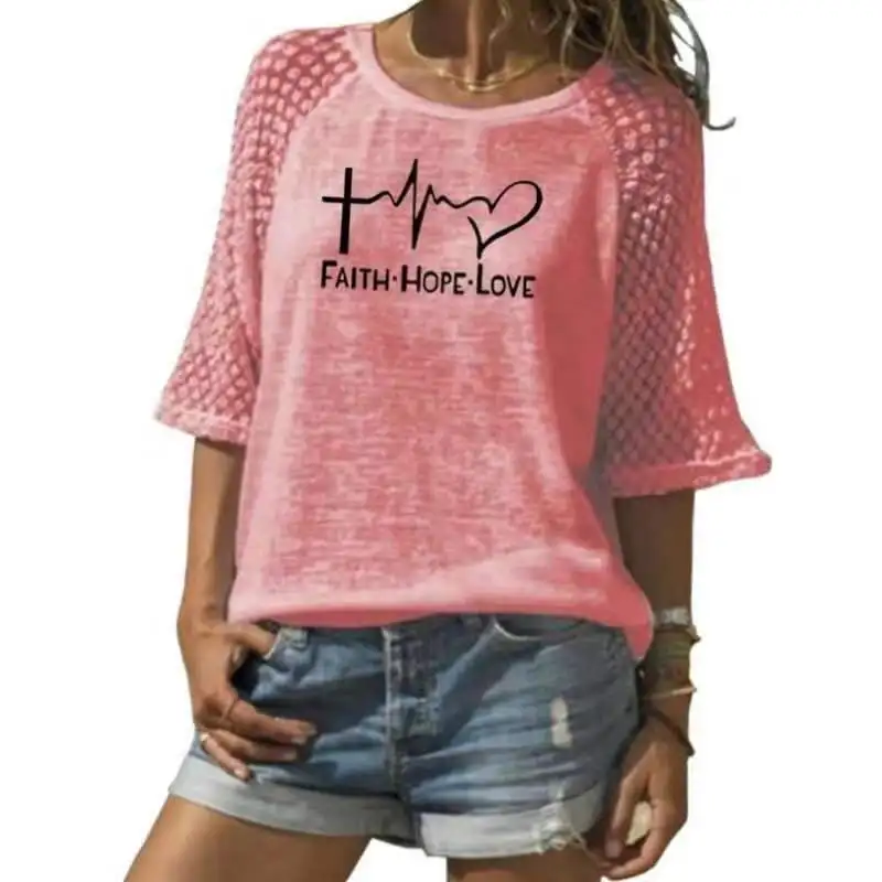 

2020 Faith Hope Love T-Shirt Women Summer Short Sleeve T Shirt O-Neck Casual Tee Valentine Tops Tee-J046