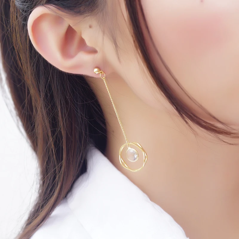 

2021 New Arrival Elegant Round Crystal Dangle Earrings for Women Fashion Long Tassel Drop Earings Pendant Trend Jewelry