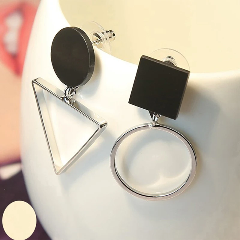 Женские серьги кольца с треугольником|Серьги-подвески| |
