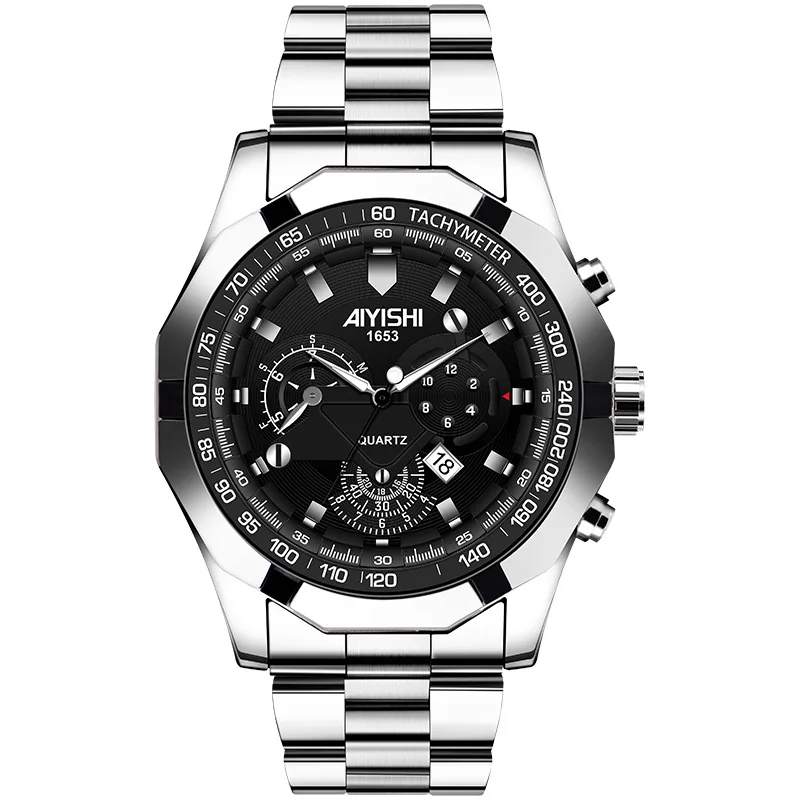 

Business Men's Watch Simple Luxury Fashion Quartz Watch Stainless Steel Strap Waterproof Luminous Calendar Military Watch