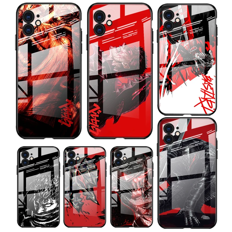 

Tempered Glass Cover Berserk Guts Anime For Apple iPhone 12 11 8 7 6 6S XS XR SE X 2020 Pro Max Mini Plus Phone Case
