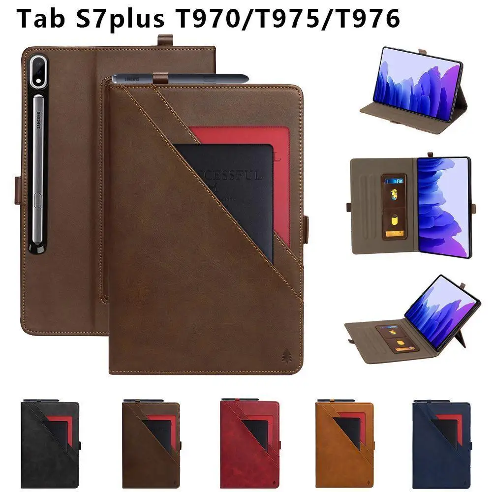 

S7 Plus Case For Samsung Galaxy Tab S7 Plus T970 T975 12.4'' Cases Leather Card Holders Stand Cover Skin Protective Shell Fundas