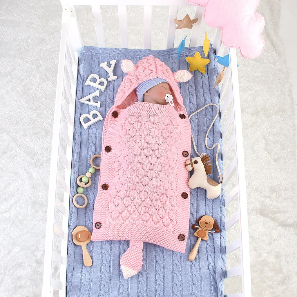 Baby Wrap Sleeping Swaddle For Newborn 2019 New Infant 3d Rabbit Ear Knitted Blanket Accesorios Fotografia | Мать и ребенок
