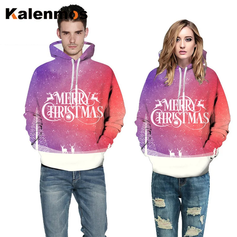 Пара рождественских толстовок для женщин и мужчин с буквенным принтом зимние