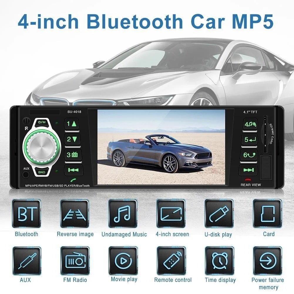 MP5 плеер автомобильное стерео радио 4 1 ''HD TFT экран 12 В аудиосистема/FM/USB/SD/AUX