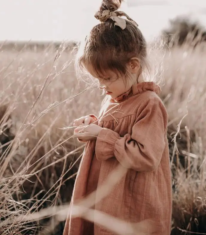 Новое платье с v-образным вырезом для маленьких девочек винтажное в корейском и