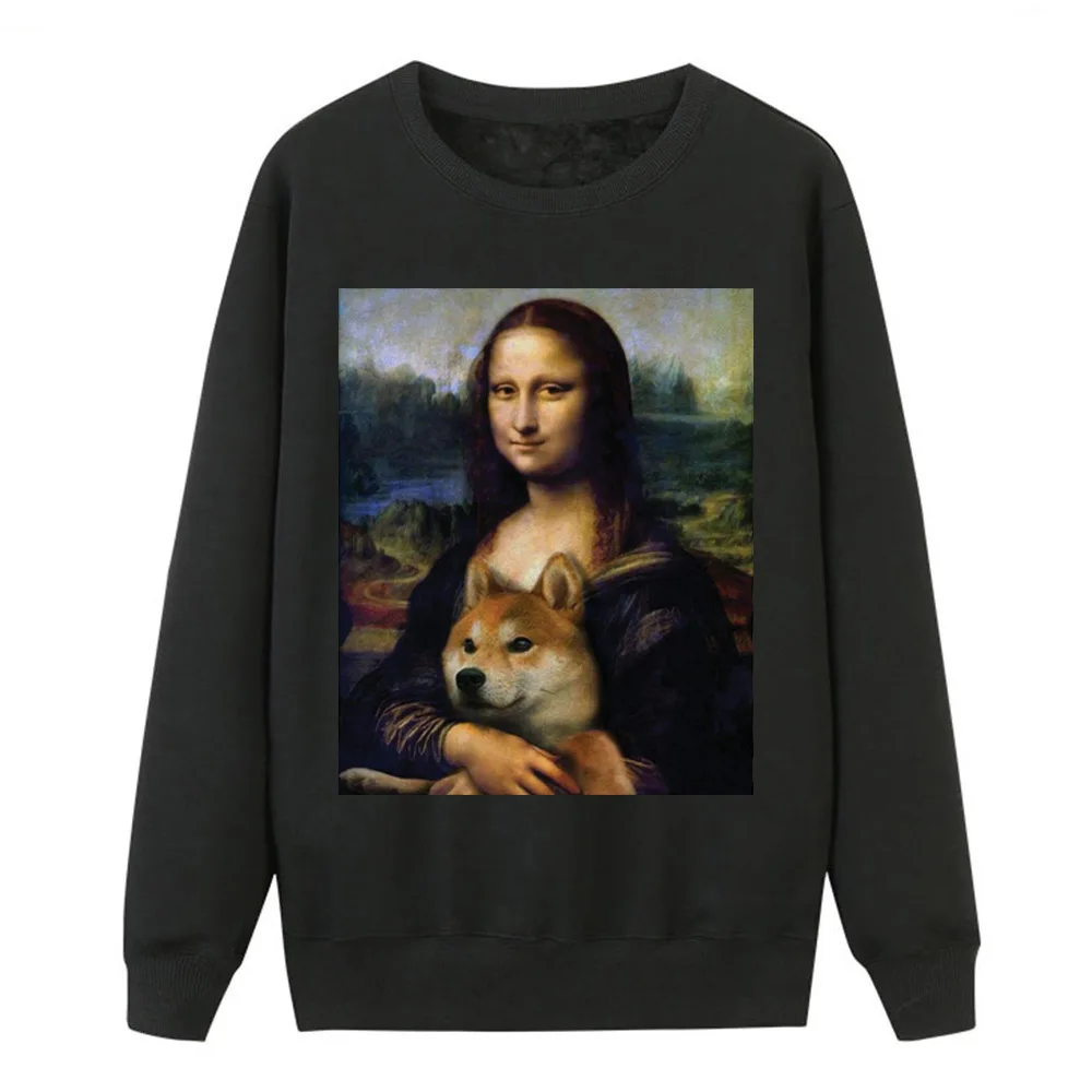 Женский флисовый спортивный костюм Mona Lisa shiba Inu Doge Повседневная теплая толстовка