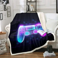 teens gamepad plush bed blanket throw size kids video games throw blanket gaming joystick flannel blanket modern gamer d pad