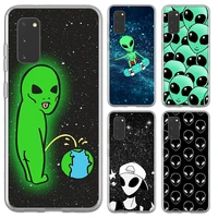 lovely funny alien case for samsung galaxy s30 s21 s20 ultra 5g s10e s10 s9 s8 plus soft tpu transparent cover coque