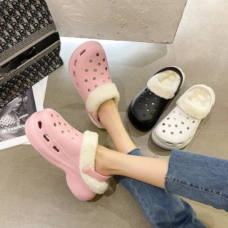 Женские хлопковые тапочки Классические уличные плюшевые с флисовой подкладкой