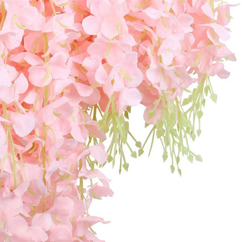 

12 Piece Rayon Wisteria 3.6 Feet Garland Wisteria Strings Family Party Wedding Decoration (Light Pink)