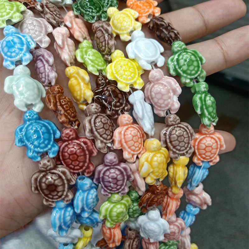 10 шт./лот разноцветные керамические бусины морской черепахи для изготовления