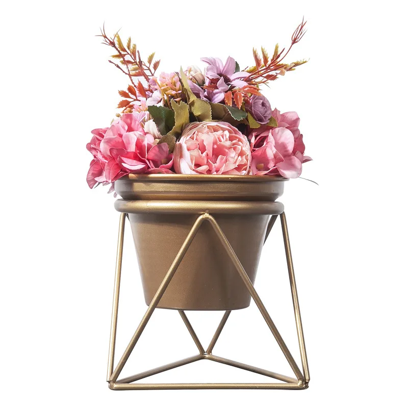 

Нордический современный простой железный держатель для кастрюль с растениями, Модный золотой геометрический цветочный горшок, стойка, быт...