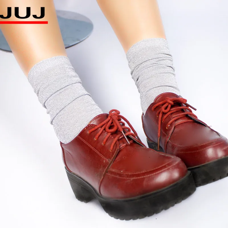 Новинка 2021 шикарные женские блестящие носки золотистые и Серебристые короткие