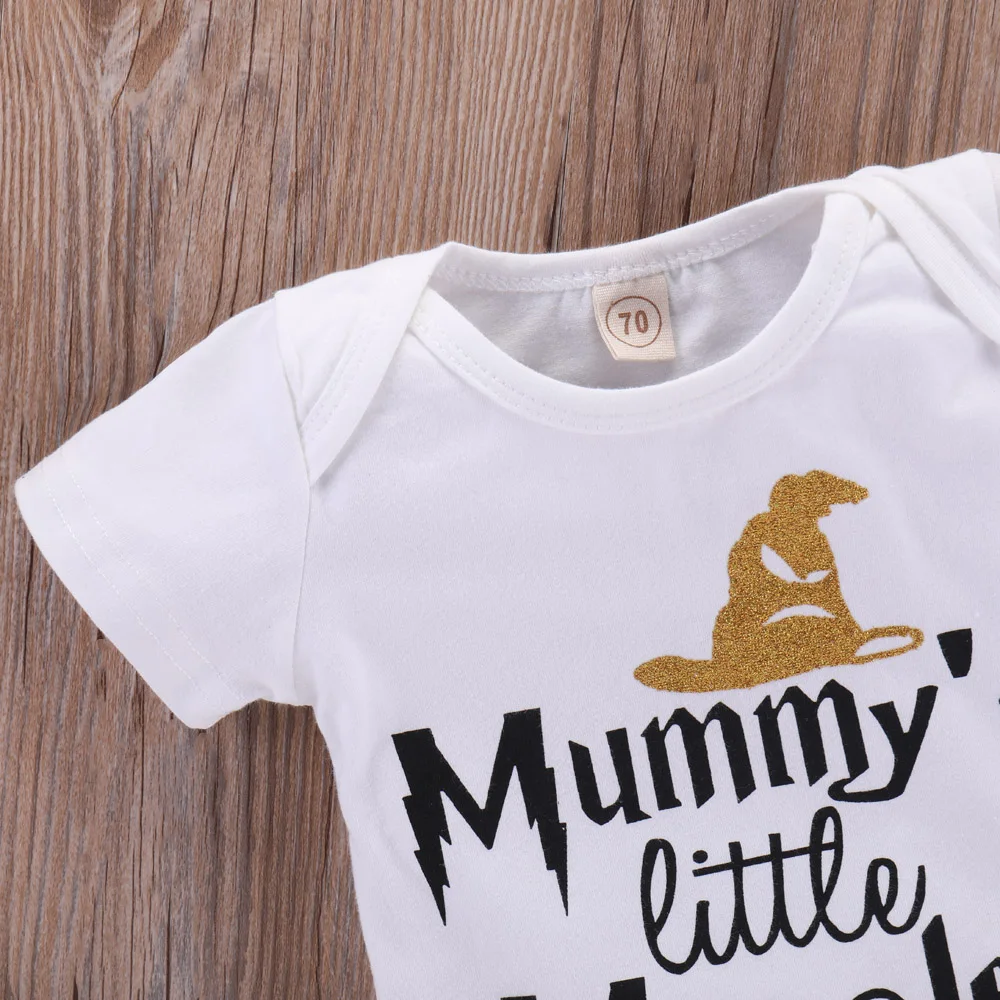 

Round Neck Letter Printed Short Sleeve Soft Summer One Piece Comfortable Cotton Blend Casual Sleeping Baby Romper