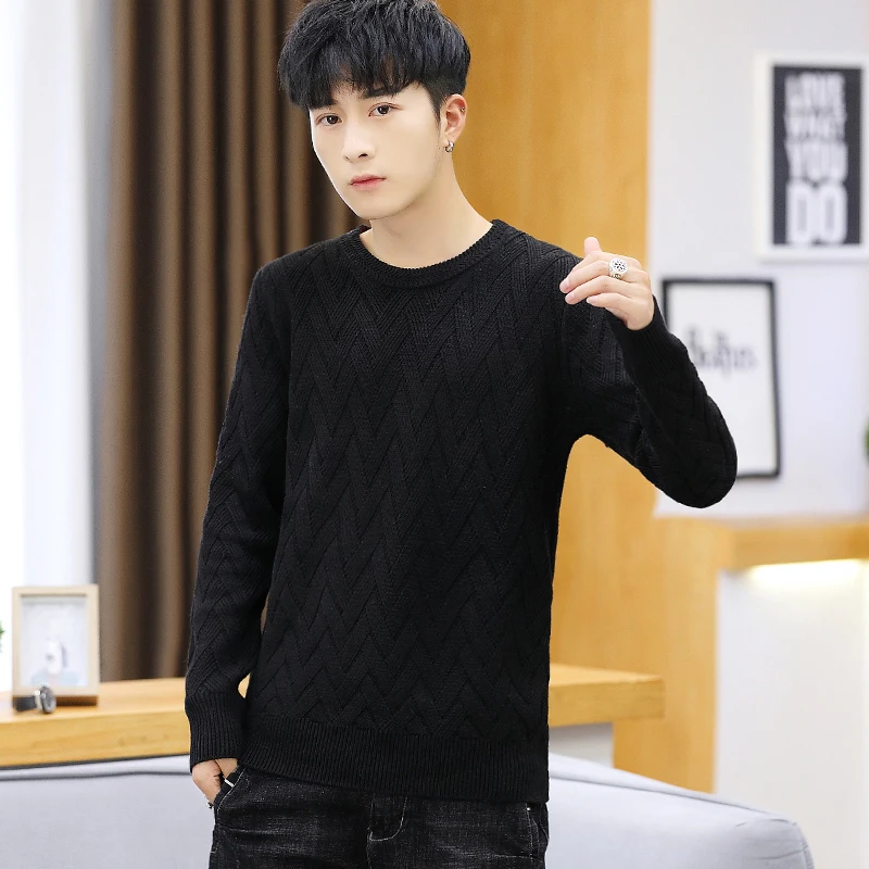 

Warm Sweater Plaid Long Sleeve Pullovers Sweaters O-neck Thick Warm Winter Sweater Casual Men Full Standard Wool