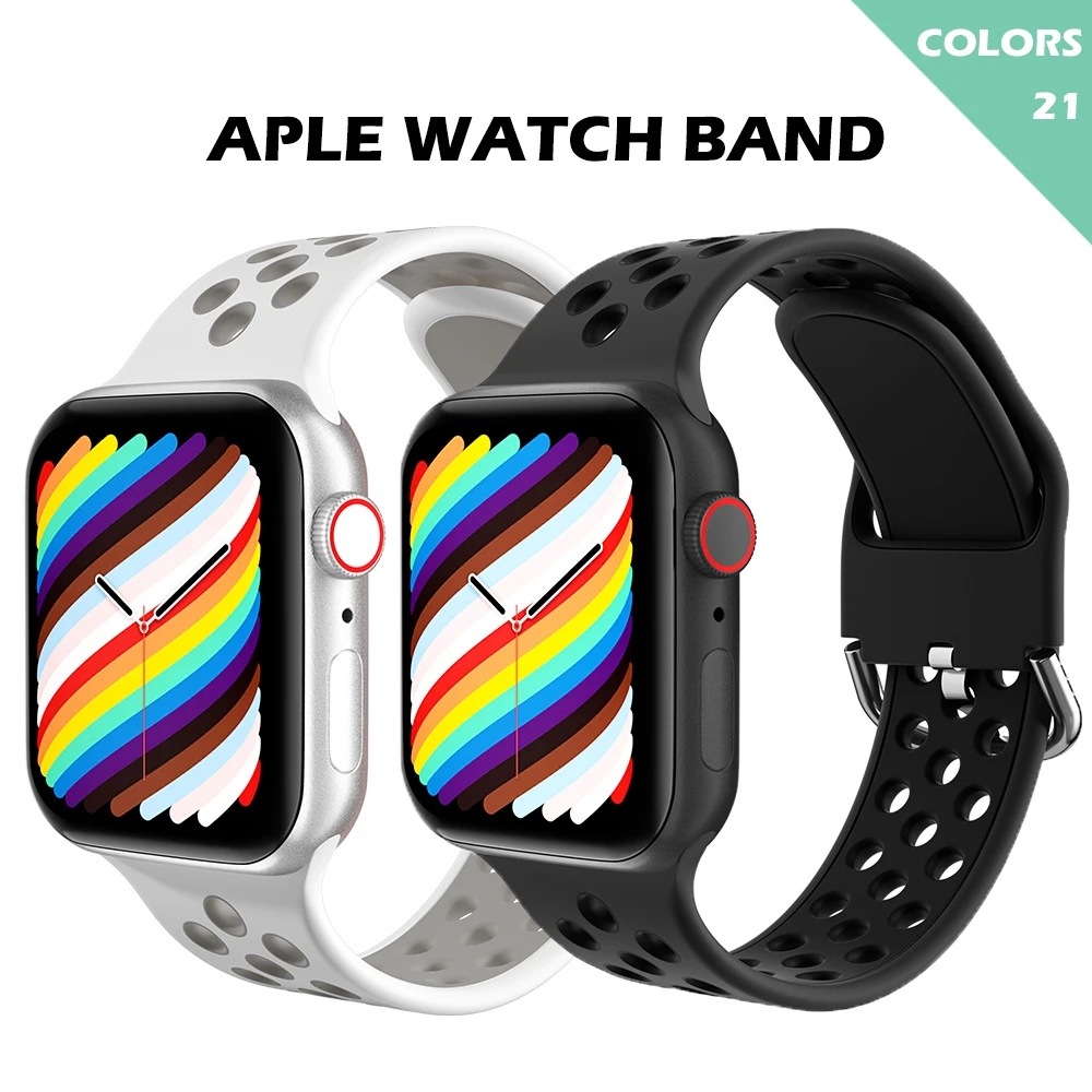 Ремешок спортивный для Apple Watch Band 40 мм 44 браслет iWatch Series 6 Se 5 4 3 2 аксессуары 38 42 |