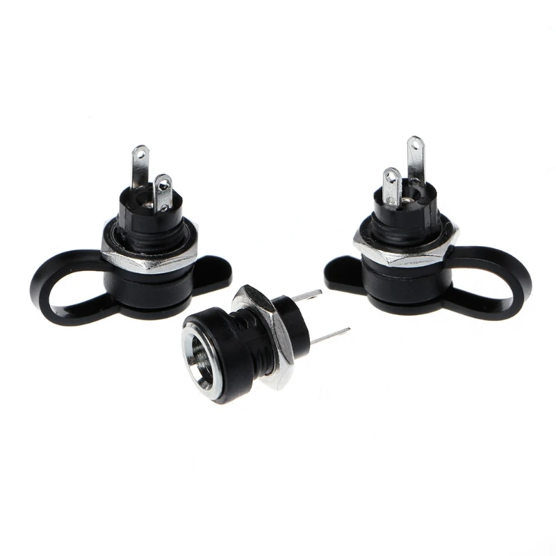 

5 Pcs DC-022B Power Supply Jack Socket Female Panel Mount Connector 5.5 x 2.1mm w/Cap