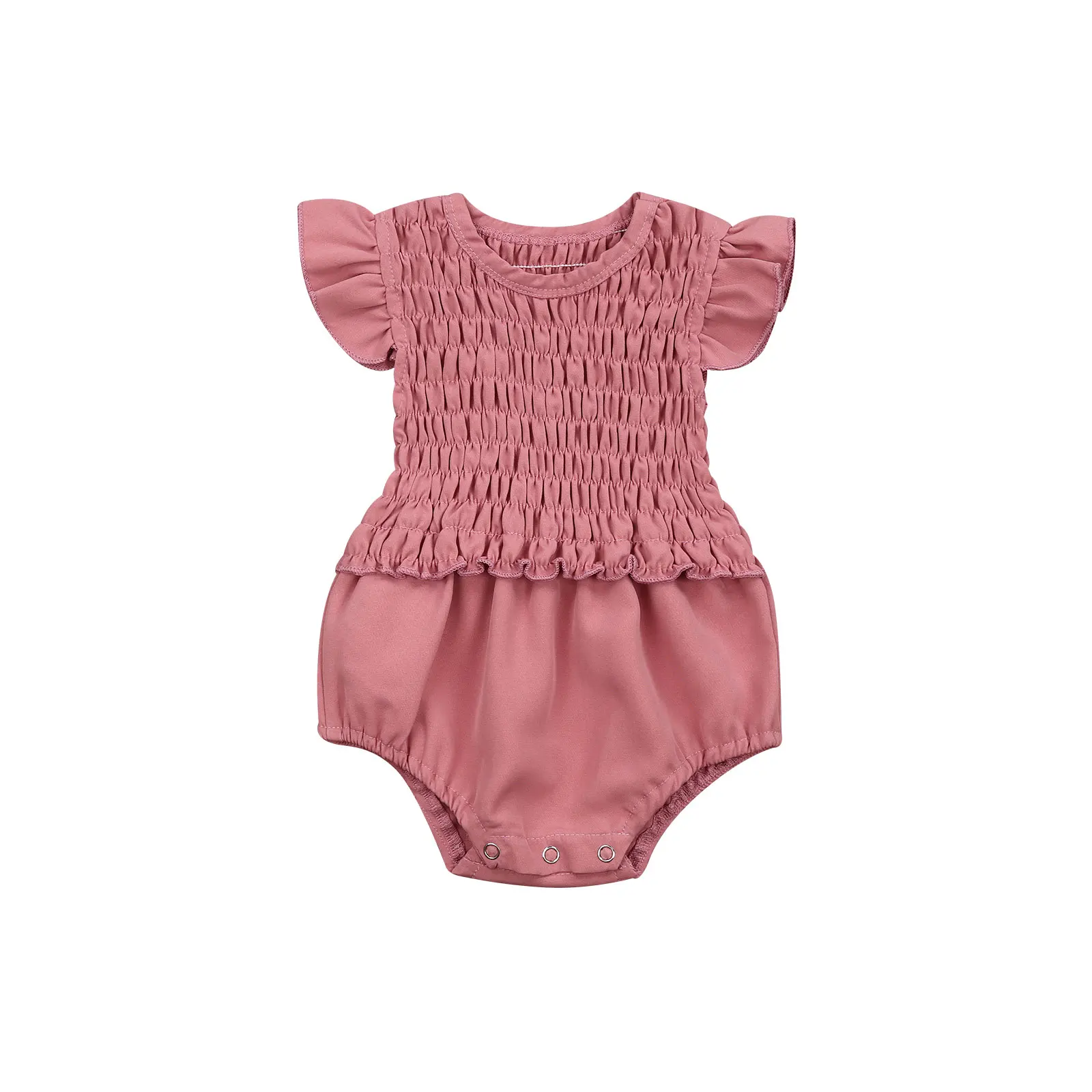 Комбинезон для маленьких девочек однотонный плиссированный Эластичный Ромпер с