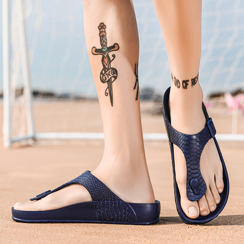 

Pulomies Summer Men Slippers Flip Flops Quick Dry Slippers Soft EVA Male Street Beach Slippers Massage Casual Flip-flops