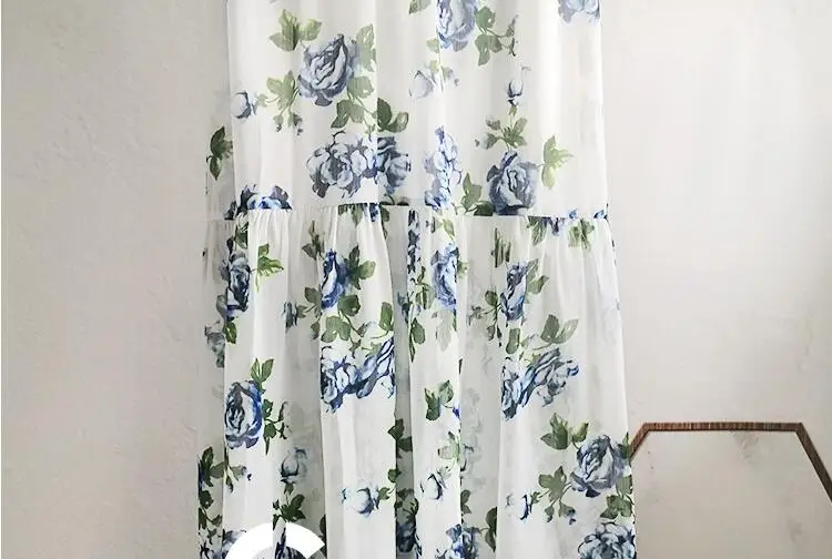 

Women Thin Floral Print Long Dress Long Sleeve New Spring Summer Lady V Neck Holiday Midi Dresses