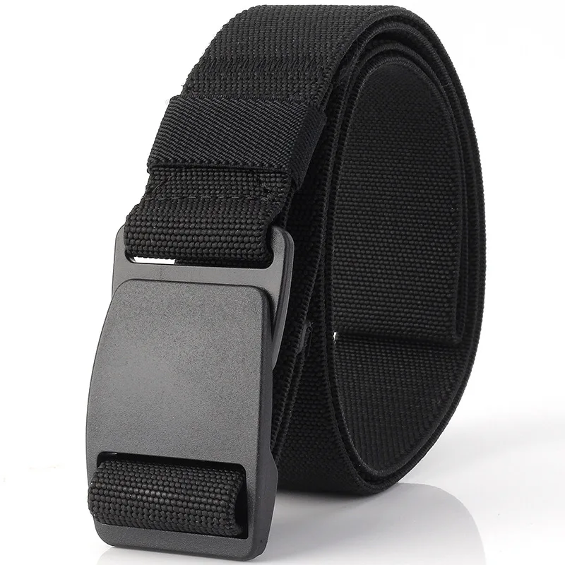

Nylon belt men's plastic head non-metallic buckle anti-allergic over security check belt elastic elastic snap buckle belt