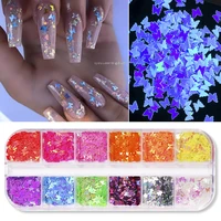 fluorescence butterfly heart fruits various shapes nail art glitter flakes 3d colourful sequins polish manicure nail decoration