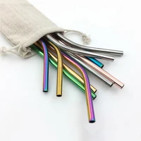 stainless steel straws straight bent drinking straw with case cleaning brush set party bar accessory reusable straw
