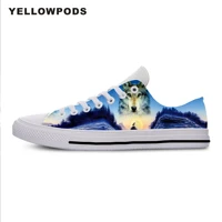 womens flats classic canvas shoes brand wolf flame sexy cool anime high quality custom logo image printing breathable shoes