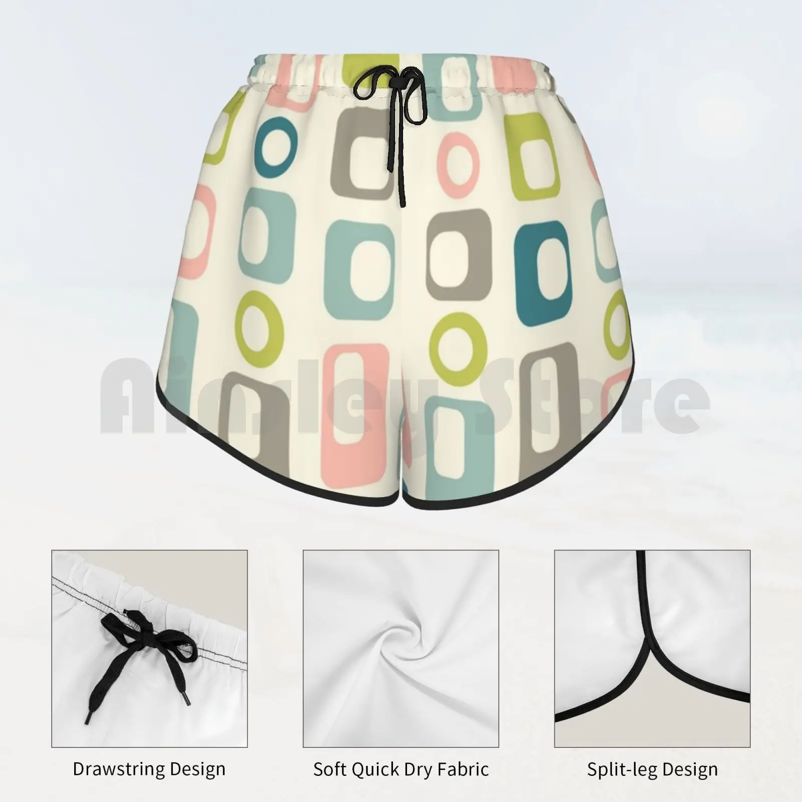 Заводной 50-х узор Шорты для плавания женские пляжные шорты 1970s 70 Ретро Дискотека