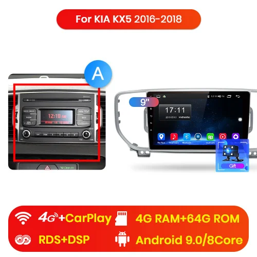 4G (4GB 64GB) A Junsun V1 2 ГБ+ 32 ГБ, Android 9,0 DSP автомобильный радио мультимедиа плеер gps навигатор для KIA Sportage 4 аудио 2Din dvd - Цвет: 4G (4GB 64GB) A