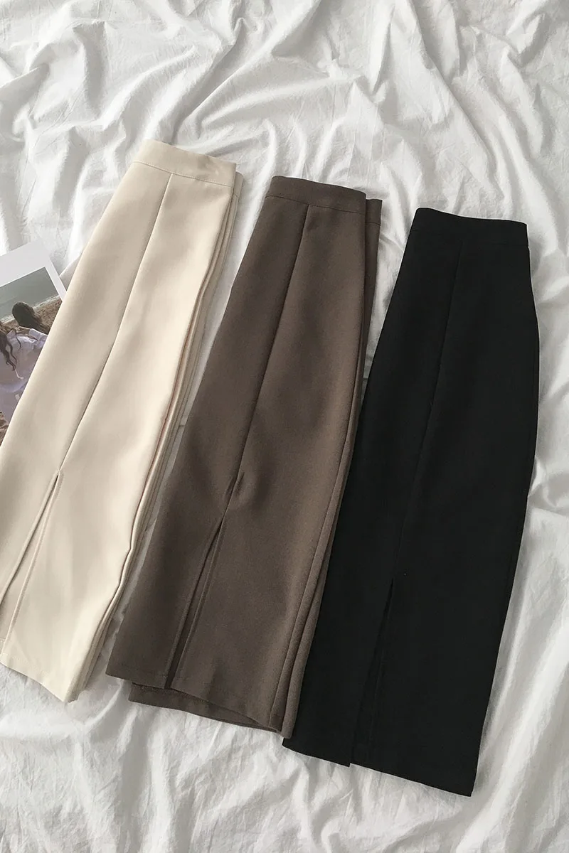 

High waist A-line skirt summer 2021 new women's clothing Korean students' versatile split buttock long skirt fashion
