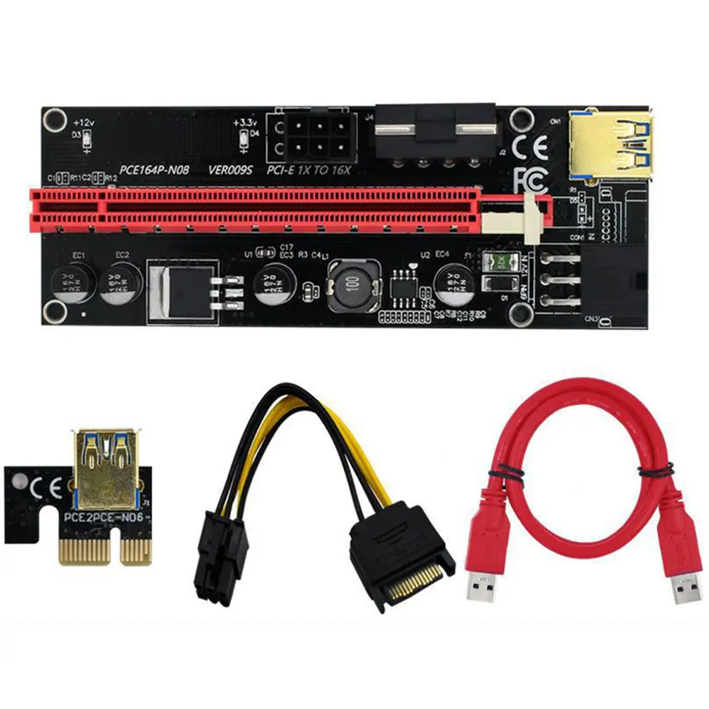 

Ver009 Usb 3.0 Pci-e Riser Ver 009s Express 1x 4x 8x 16x Extender Pcie Riser Sata Card Adapter 15pin To 6 Pin Power Supply