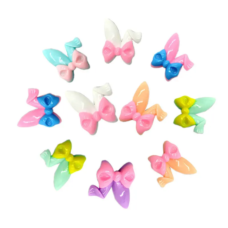 10 шт. смешанные милые голова кролика из смолы лук украшения ремесла бусины