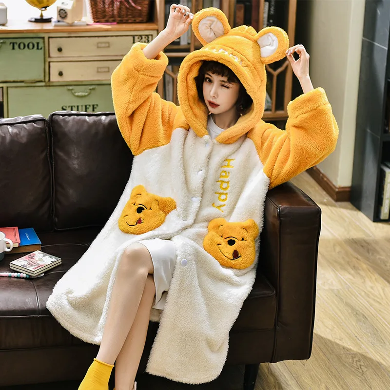 Пижамы для женщин сезон фланелевые с длинным рукавом утолщение свободный халат