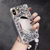luxury diamond mirror spherical chain phone case for iphone 7 8 plus 11 12 pro max x xr xs max female fashion protective cover