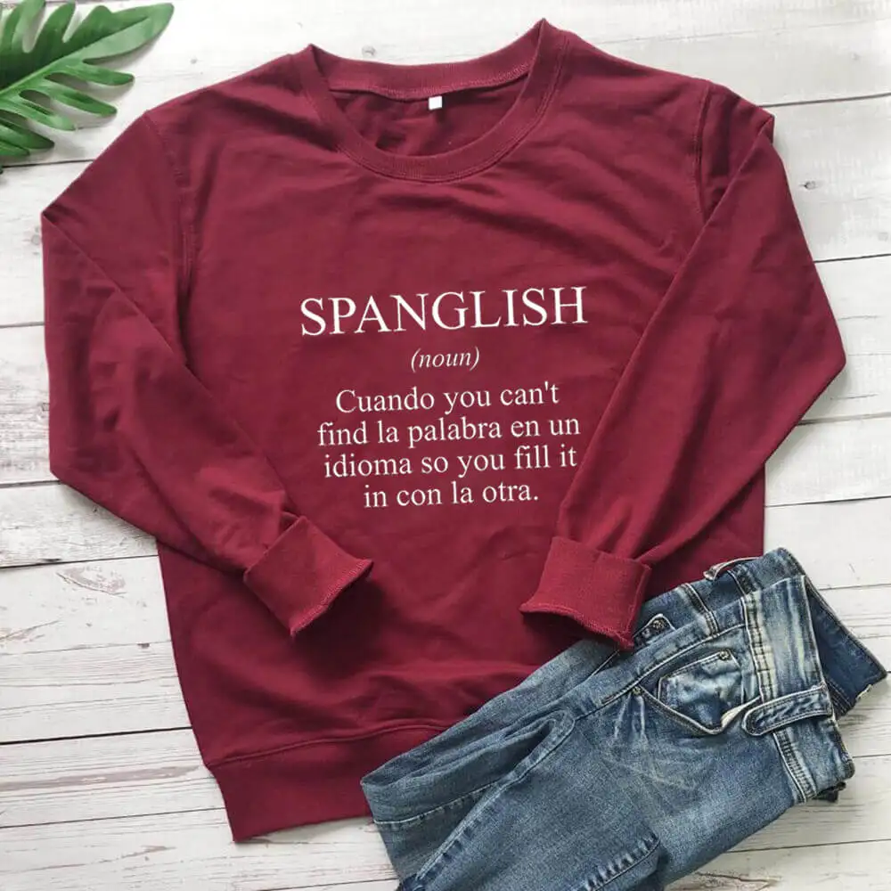 Spanglish толстовка из 100% хлопка женская мексиканская смешная повседневная